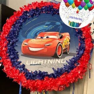 Pixar Car Pinata HIt/Pull String - Party Game & Candy Holder